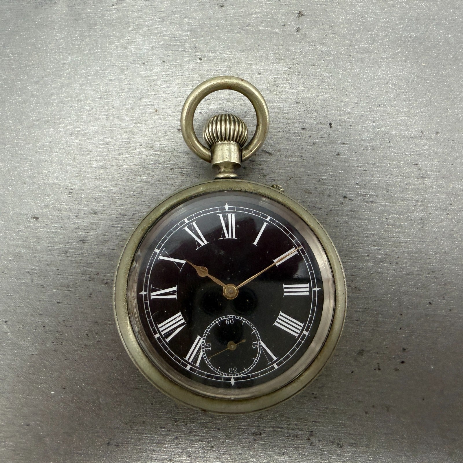 Longines Pocket Watch 49mm Black Dial Silver Case Round Manual Wind Runs VTG0