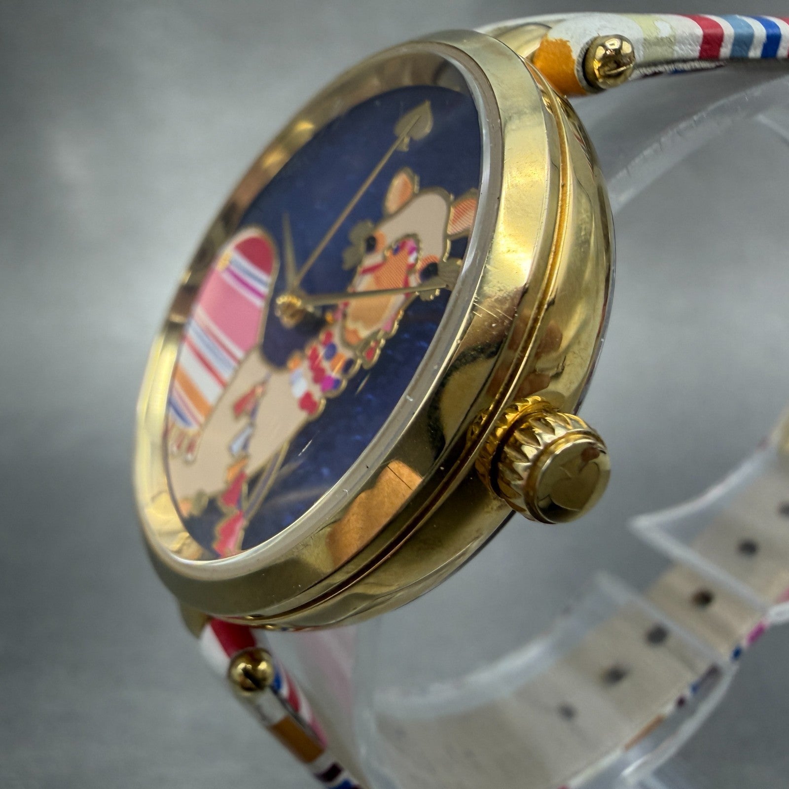 Kate Spade Holland Watch Women 34mm Blue Dial Gold Tone Round KSW1271 New Batt2