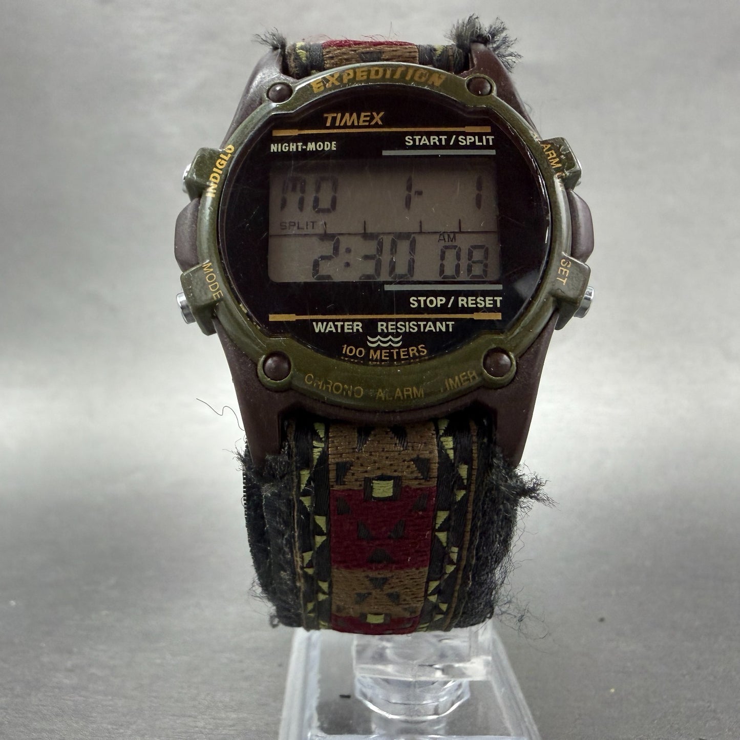 Timex Expedition Watch Men 40mm Digital Brown Black Tone Round New Battery 123455