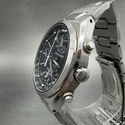 Seiko Chronograph Watch Men 36mm Black Dial Silver Tone Date 7T62-0AA0 PARTS3