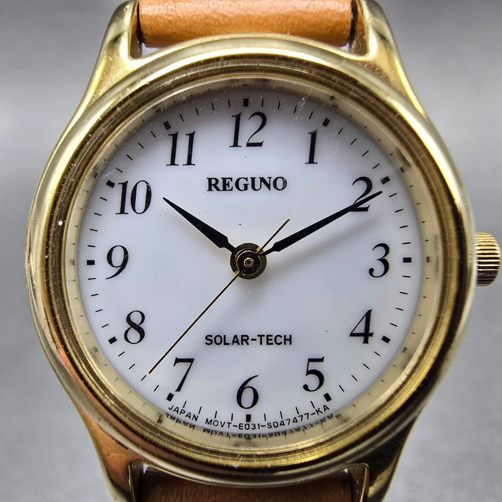Citizen Reguno Solar Watch Women 24mm White Dial Gold Tone E031-S028256 Runs B1
