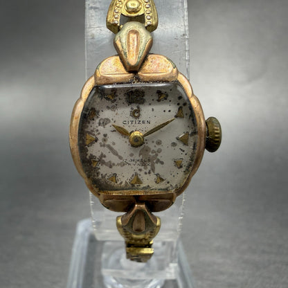 Citizen Watch Women 17mm White Dial Gold Filled Round Manual Wind Runs VTG0