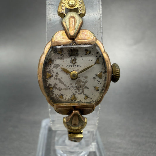 Citizen Watch Women 17mm White Dial Gold Filled Round Manual Wind Runs VTG0