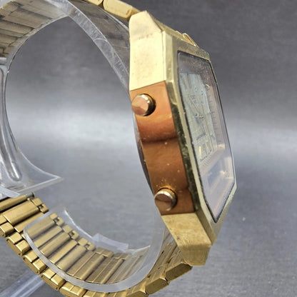 Seiko Analog Digital Watch Men 33mm Gold Dial Gold Tone H601-5389 PARTS Vintage11