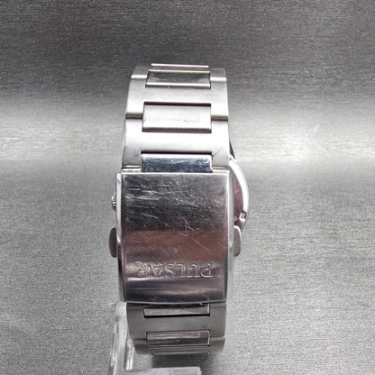 Pulsar Chronograph Watch Men 42mm Blue Dial Silver Tone Date VD53-X001 New Batt7