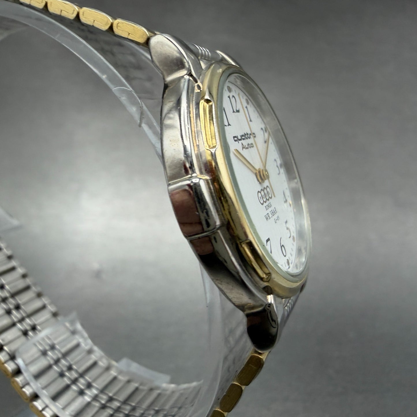 Audi Quattro Watch Unisex 32mm White Dial Two Tone Round New Battery Vintage3