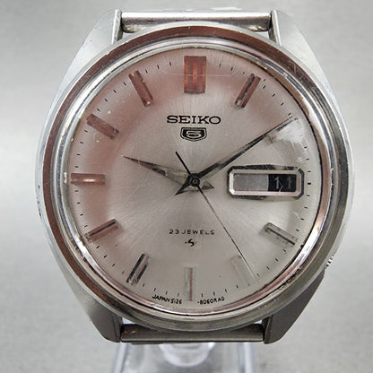 Seiko 5 Watch Men 37mm Silver Dial Silver Tone Daydate Automatic 51268060 PARTS2