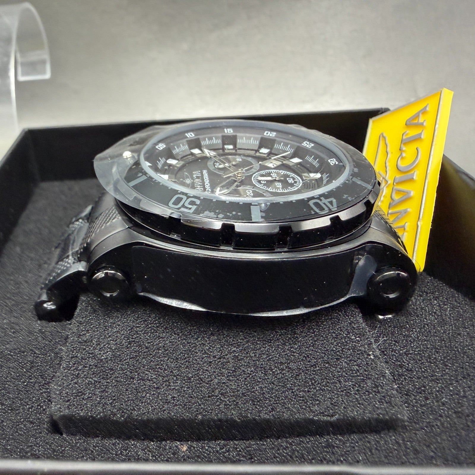 Invicta Coalition Force Chrono Watch Men 52mm Black Dial Black Tone Date 327273