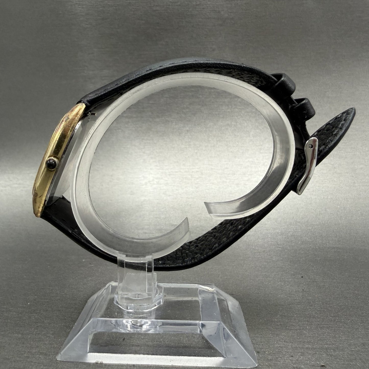 Citizen CQ Watch Men 32mm Black Dial Gold Tone Recatngle 4-795547 New Battery6