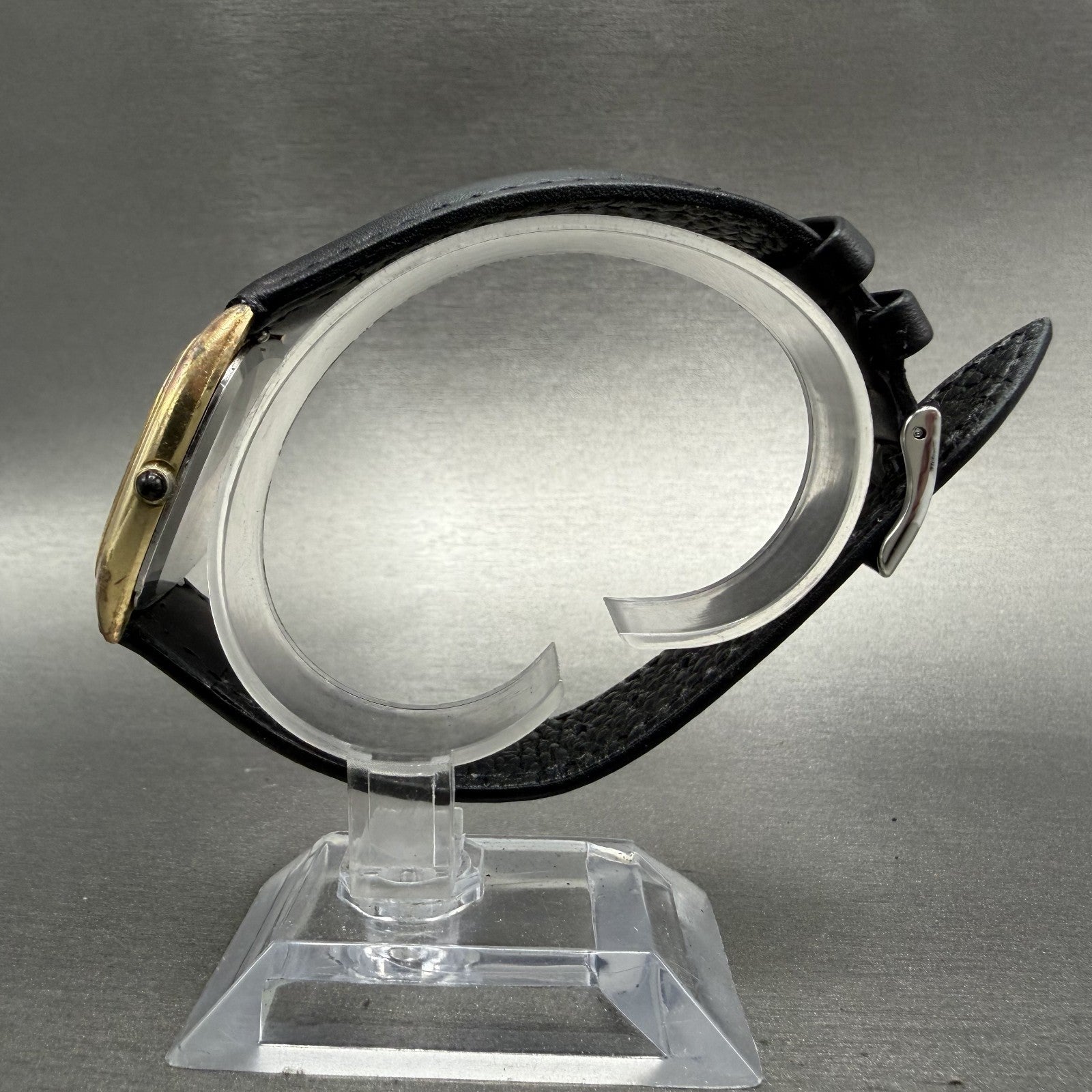 Citizen CQ Watch Men 32mm Black Dial Gold Tone Recatngle 4-795547 New Battery6