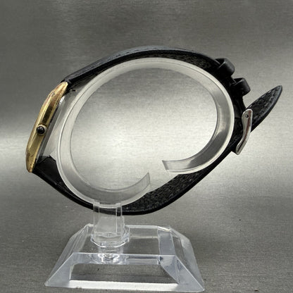 Citizen CQ Watch Men 32mm Black Dial Gold Tone Recatngle 4-795547 New Battery6