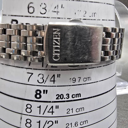 Citizen Eco-Drive Watch Men 38mm White Dial Steel Atomic Date H415 Round PARTS12