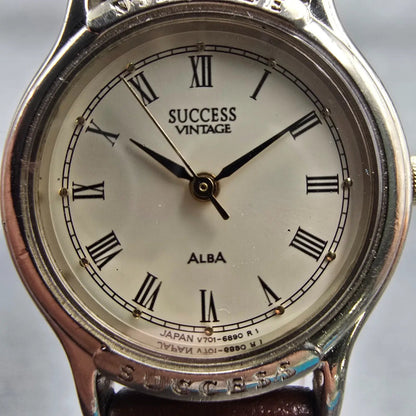 Seiko Alba Success Watch Women 23mm Ivory Dial Gold Round V701-6650 New Battery1
