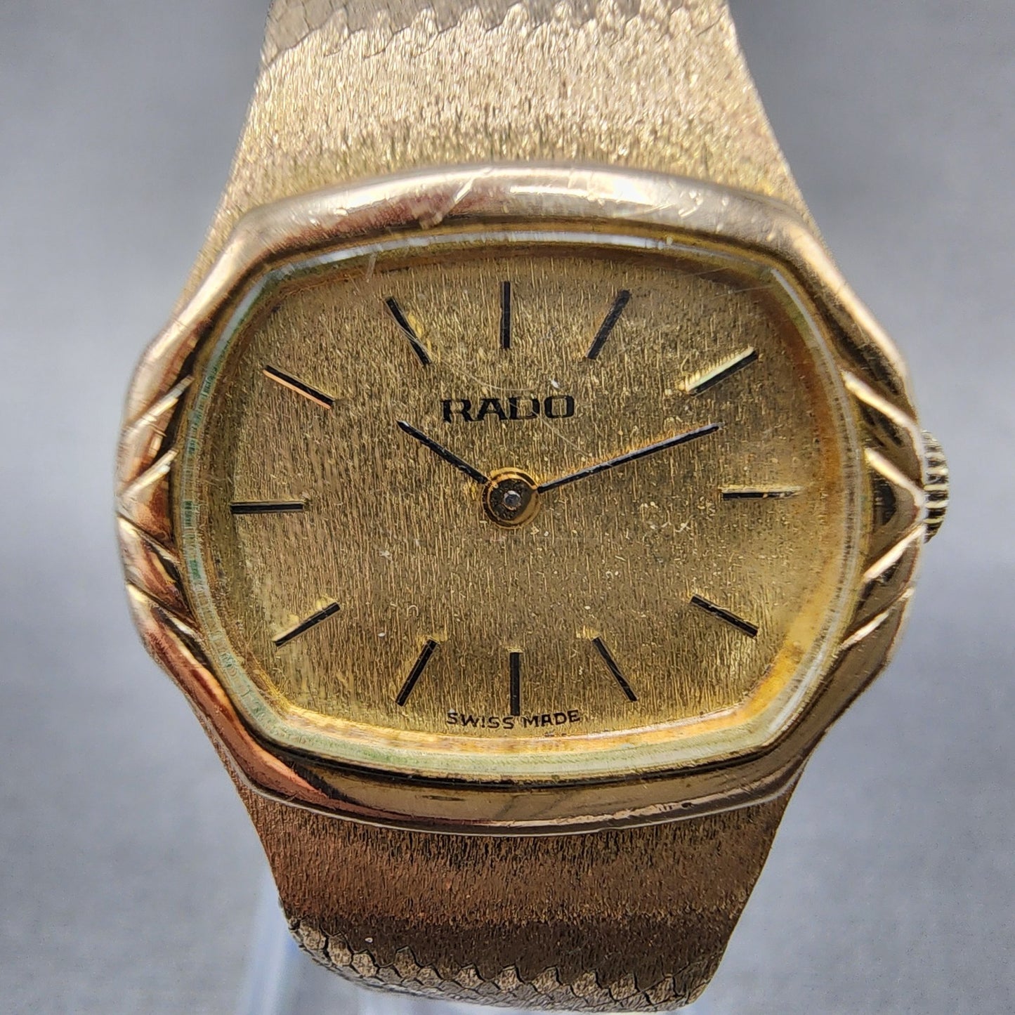 Rado Watch Women 25mm Gold Dial Gold Tone Rectangle Manual Wind Cal 612 PARTS2