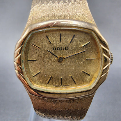 Rado Watch Women 25mm Gold Dial Gold Tone Rectangle Manual Wind Cal 612 PARTS2