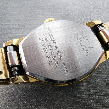 VTG Bulova Watch Women 17mm Cream Dial Gold Tone Round 83390 New Battery10