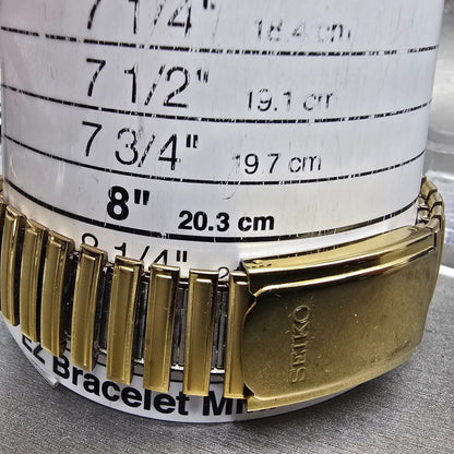 Seiko Railroad Approved Watch Men 37mm White Dial Gold Solar Daydate V158-0AB010