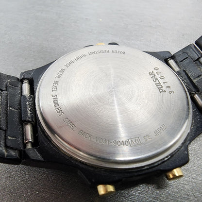 Pulsar Analog Digital Watch Men 37mm Black Dial Black Tone Round V0419040 PARTS10