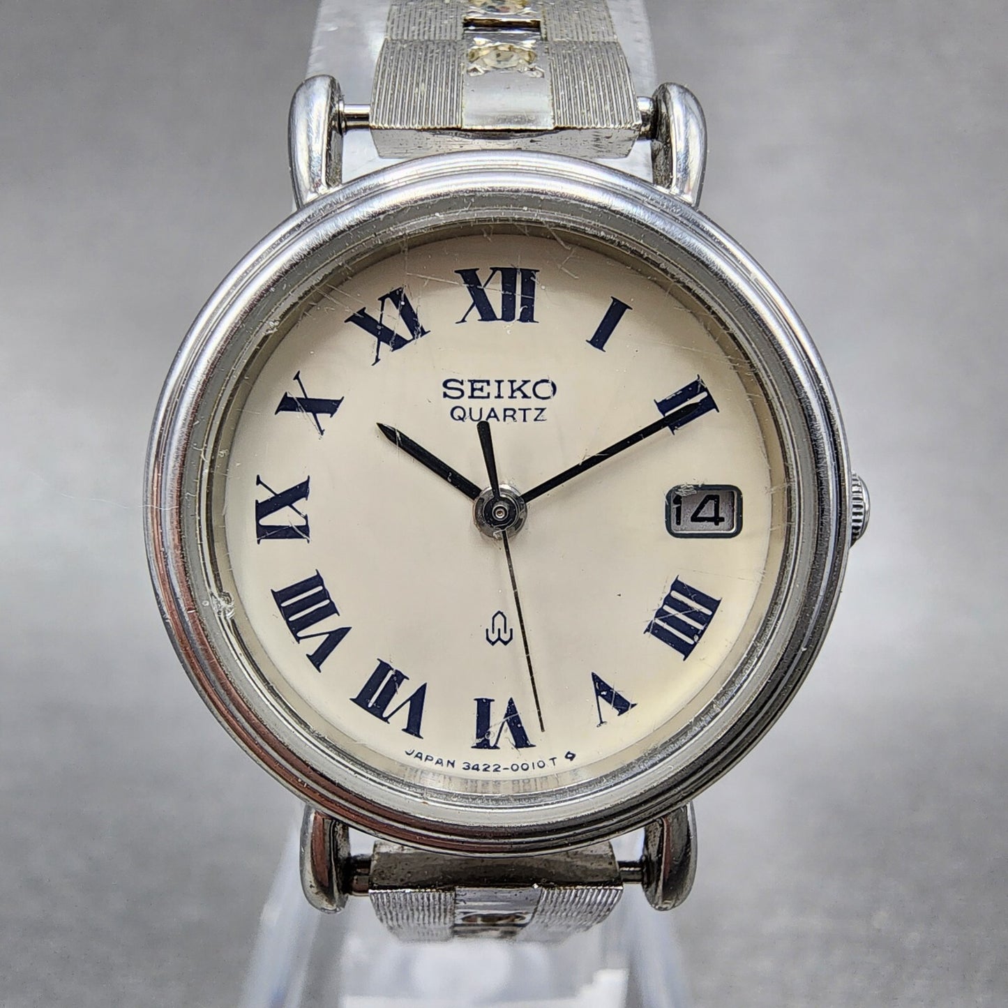 Seiko Watch Women 24mm White Dial Silver Tone Date Round 34220020 New Battery1