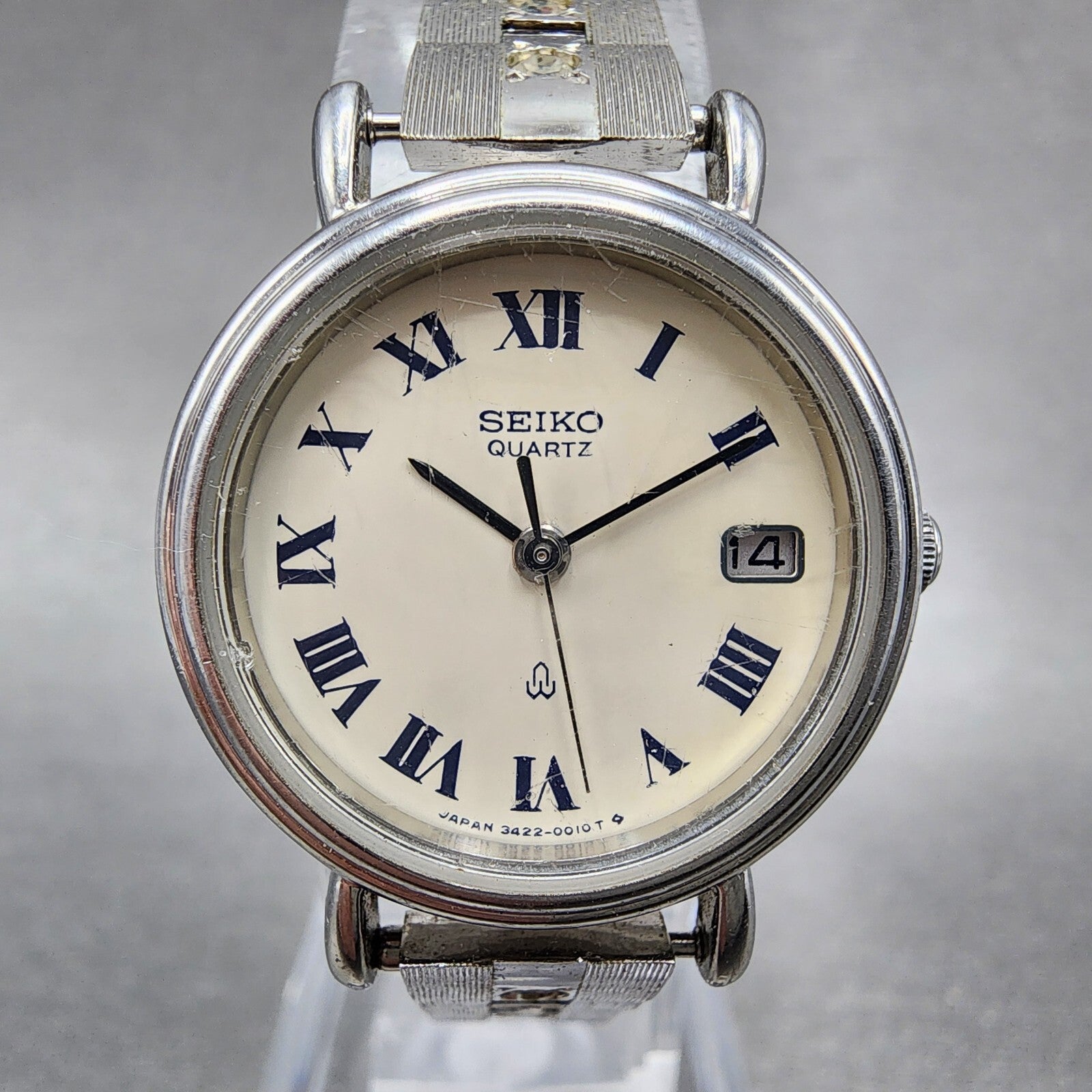 Seiko Watch Women 24mm White Dial Silver Tone Date Round 34220020 New Battery1