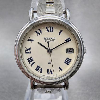 Seiko Watch Women 24mm White Dial Silver Tone Date Round 34220020 New Battery1