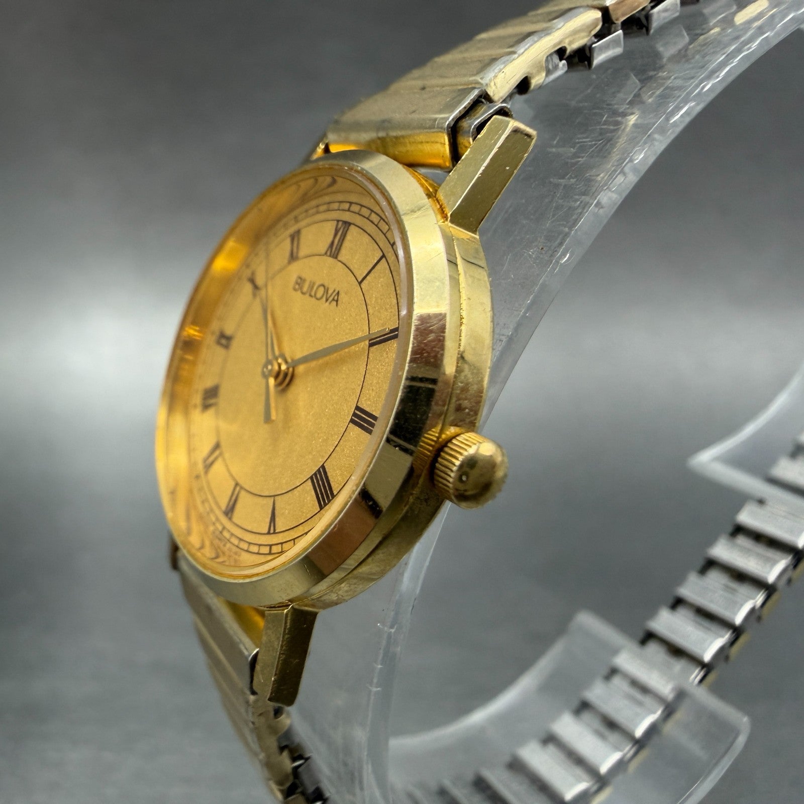 Bulova Watch Women 24mm Champagne Dial Gold Tone Round 84363 New Battery2