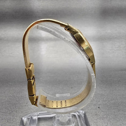 Seiko Watch Women 17mm Gold Dial Gold Tone Round 2C20-0149 VTG New Battery8