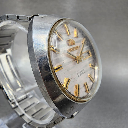 Orient Automatic Watch Men 37mm White Dial Silver Tone Daydate TI 4697168C Runs3