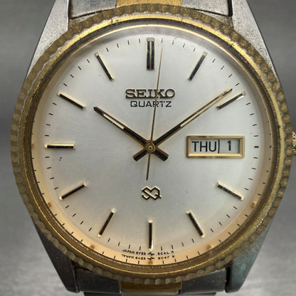 Seiko President Watch Men 35mm Silver Dial Two Tone Daydate 5Y23-8A69 New Batt1