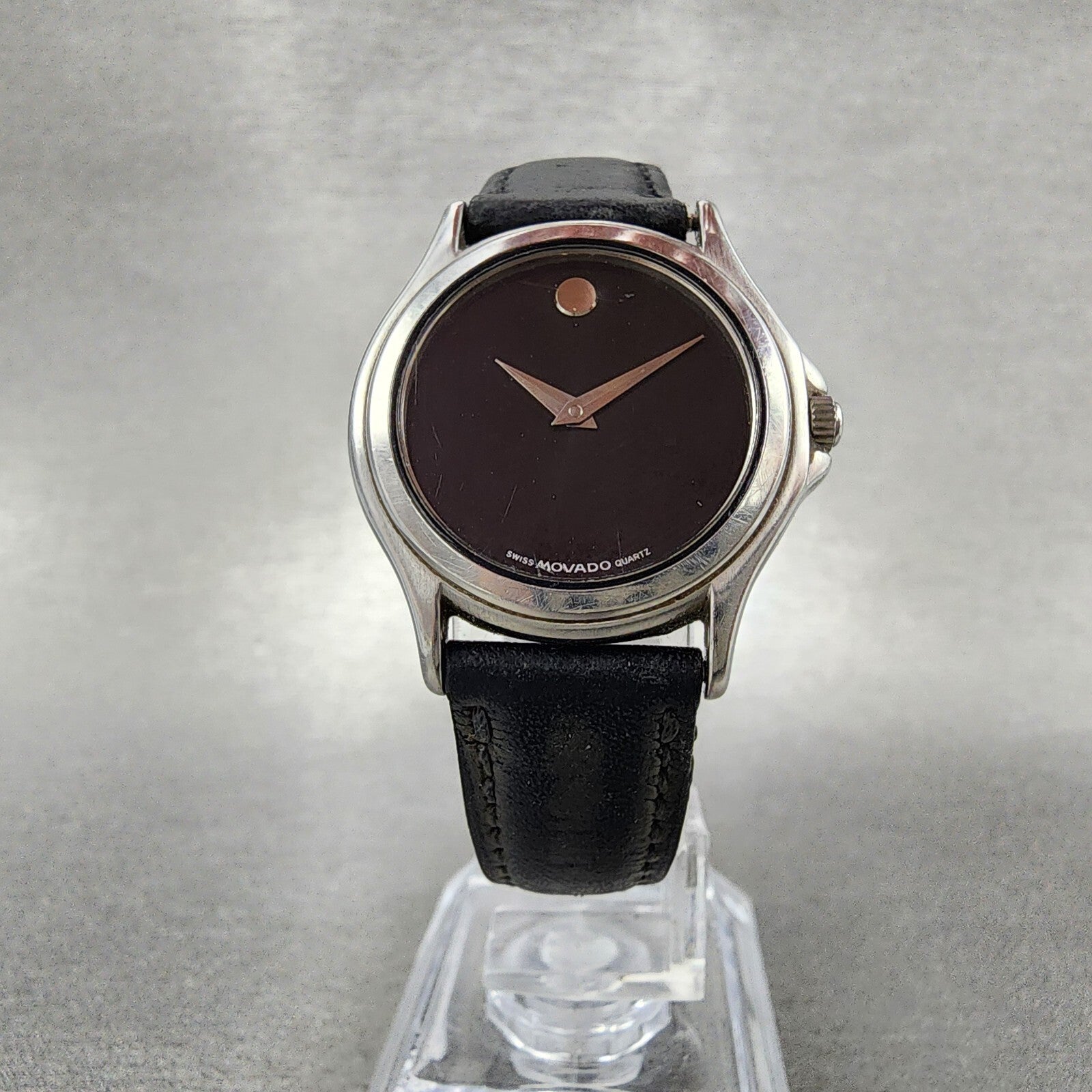 Movado Museum Watch Women 28mm Black Dial Steel Round New Battery 84E408235