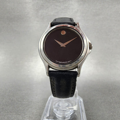 Movado Museum Watch Women 28mm Black Dial Steel Round New Battery 84E408235