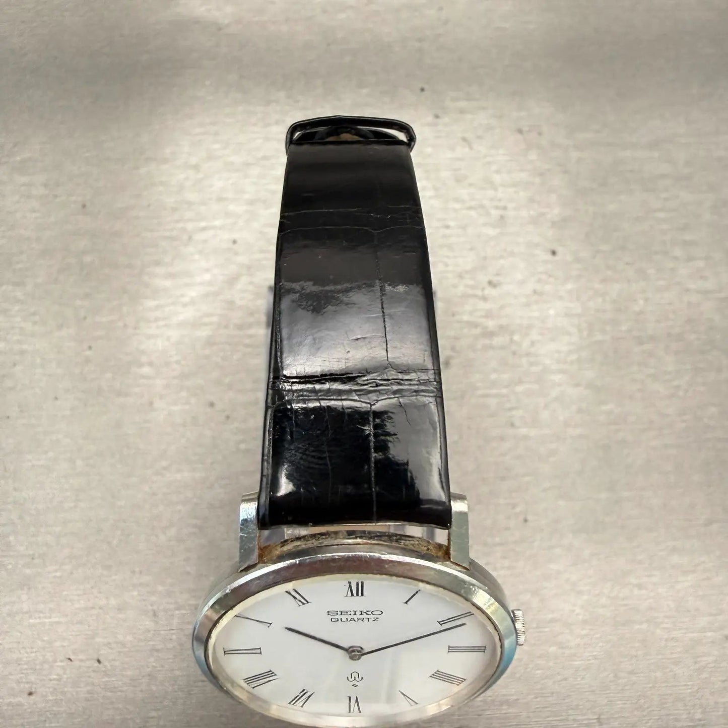 Seiko Watch Men 34mm White Dial Silver Tone Round 4130-9000 Vintage New Battery4