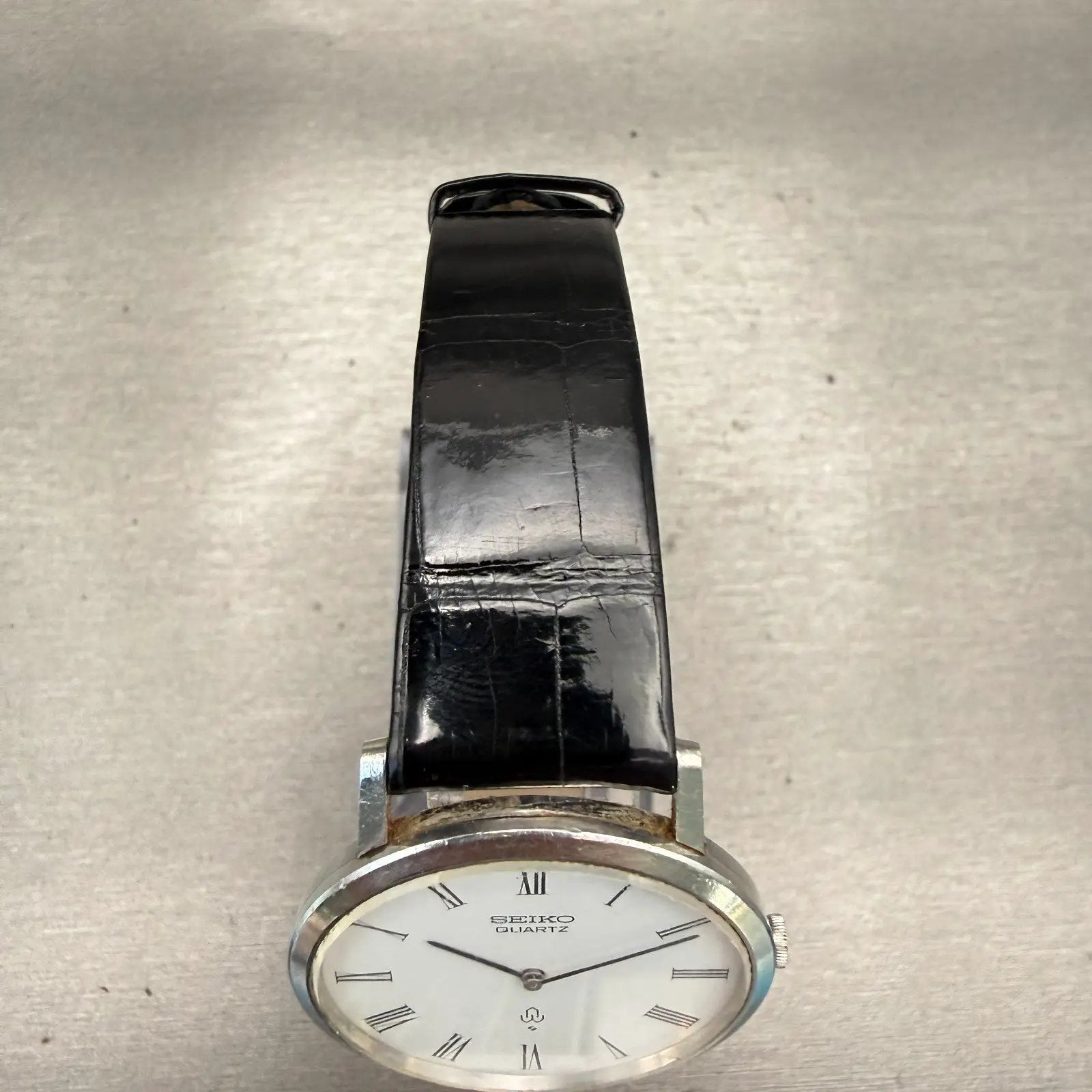 Seiko Watch Men 34mm White Dial Silver Tone Round 4130-9000 Vintage New Battery4