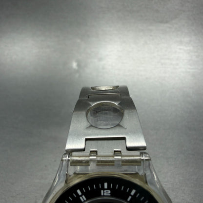 Swatch Skin Simple Like Watch Unisex 34mm Gray Dial Clear Case Round New Battery4