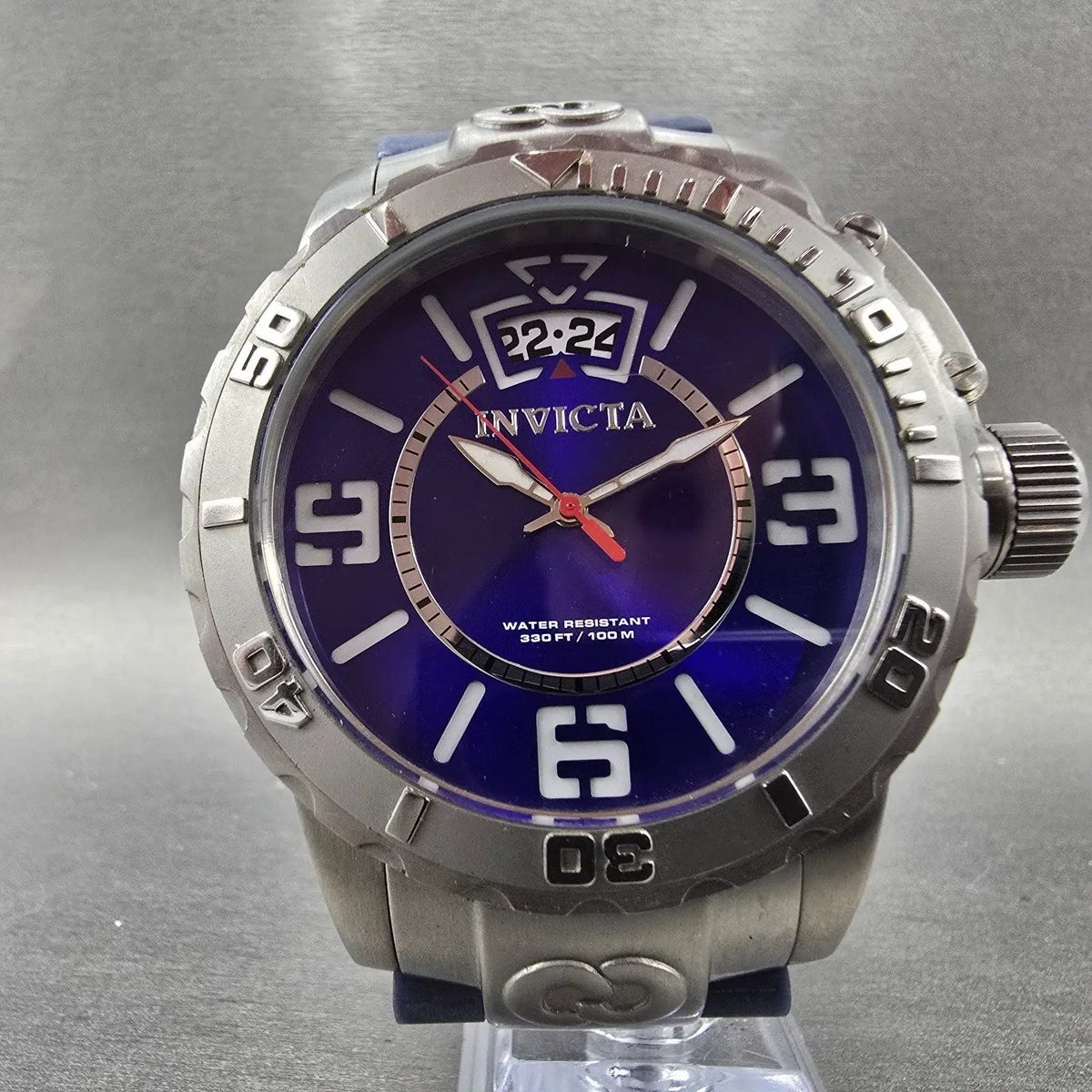 invicta corduba Watch Men 52mm Blue Dial Silver Tone Date Round 10606 New Batt5