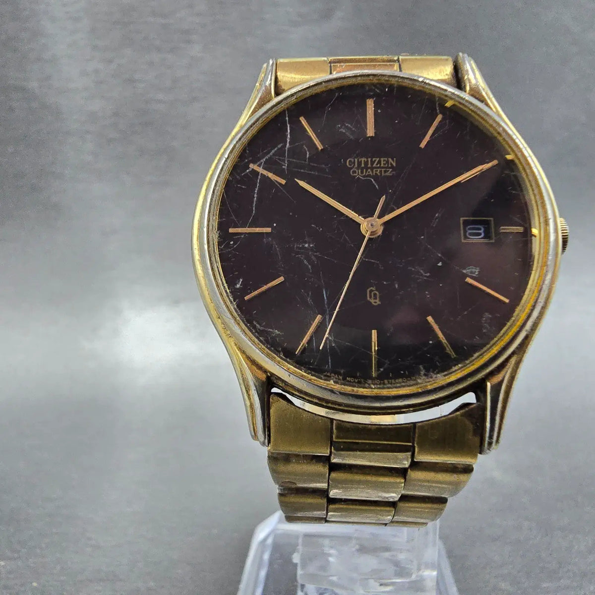 Citizen Watch Men 34mm Black Dial Gold Date Round 6110-S28146  VTG PARTS JP6