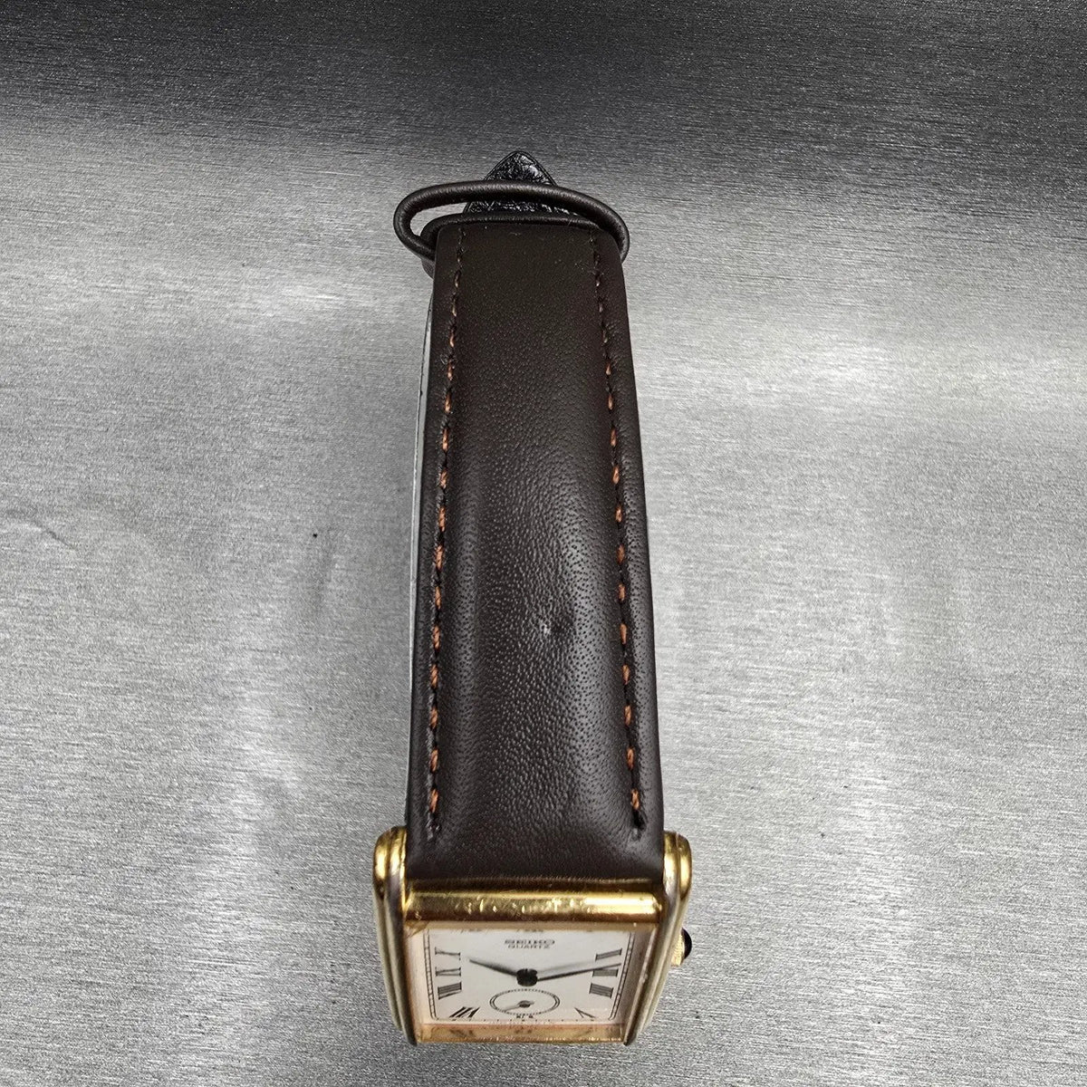 Seiko Tank Watch Men 25mm White Dial Gold Tone Rectangle 2628-5019 New Battery4