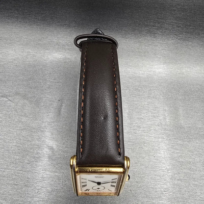 Seiko Tank Watch Men 25mm White Dial Gold Tone Rectangle 2628-5019 New Battery4