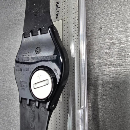 Swatch Gessetto Watch Men 34mm Black Dial Black Case GB155 New Battery NOS11