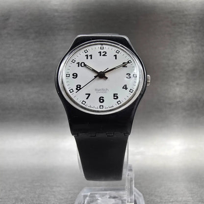 Swatch Sopran Watch Women 25mm White Dial Black Tone Round LB150 New Battery5