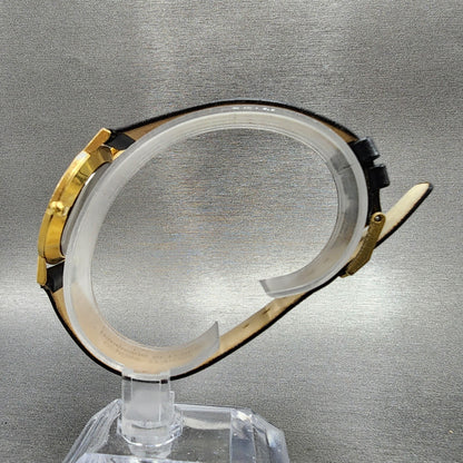 Movado Museum Watch Men 31mm Black Dial Gold Tone Leather Band 87 41 882 PARTS7