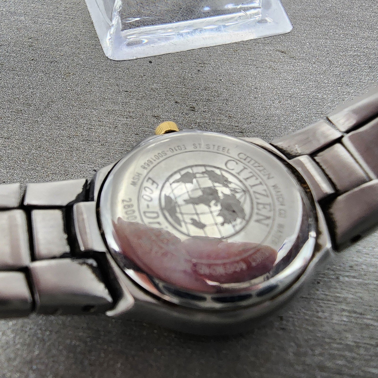 Citizen EcoDrive Watch Women 24mm MOP Dial Two Tone Date Round  E010S0016689