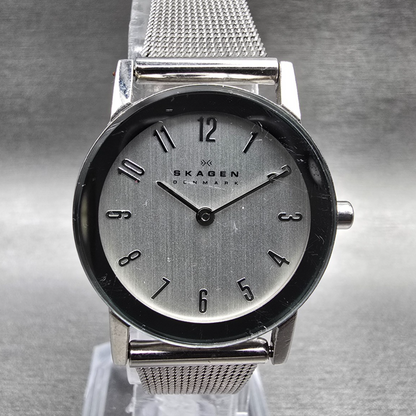 Skagen Watch Women 27mm Silver Dial Silver Tone Round Mesh Band 39SSS New Batt0