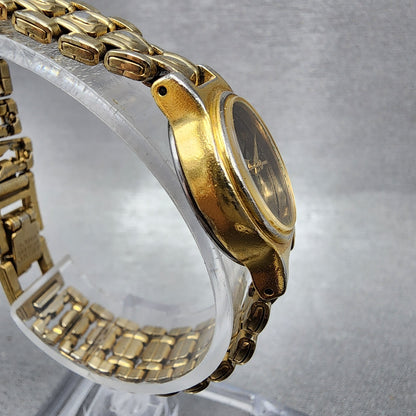 Seiko Watch Women 19mm Black Dial Gold Tone Round V4010518 New Battery3