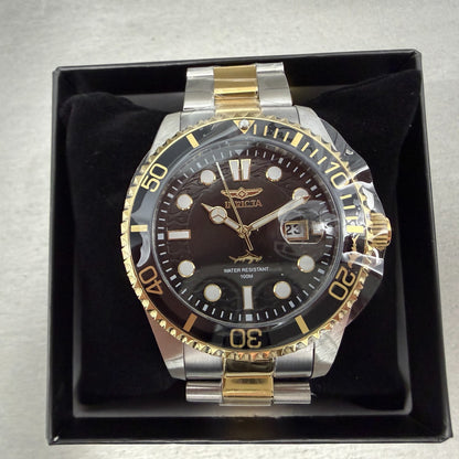 Invicta Pro Diver Watch Men 43mm Black Dial Two Tone Date Bracelet Round 300230