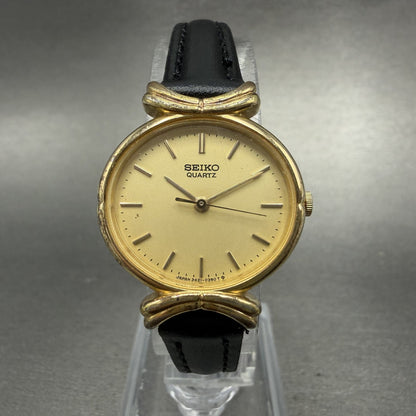 Seiko Watch Women 24mm Champagne Dial Gold Tone Oval 3421-5150 New Battery0
