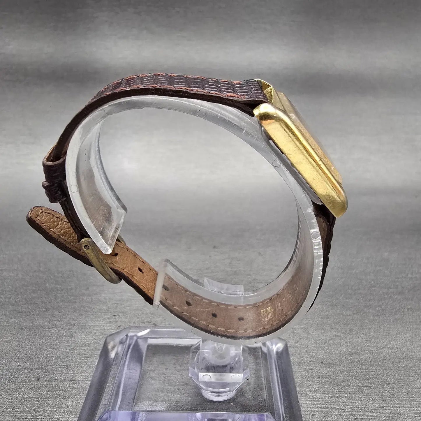 Seiko Watch Women 20mm Gold Dial Gold Tone Rectangle 5420-5000 New Battery VTG8