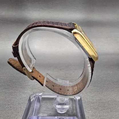 Seiko Watch Women 20mm Gold Dial Gold Tone Rectangle 5420-5000 New Battery VTG8