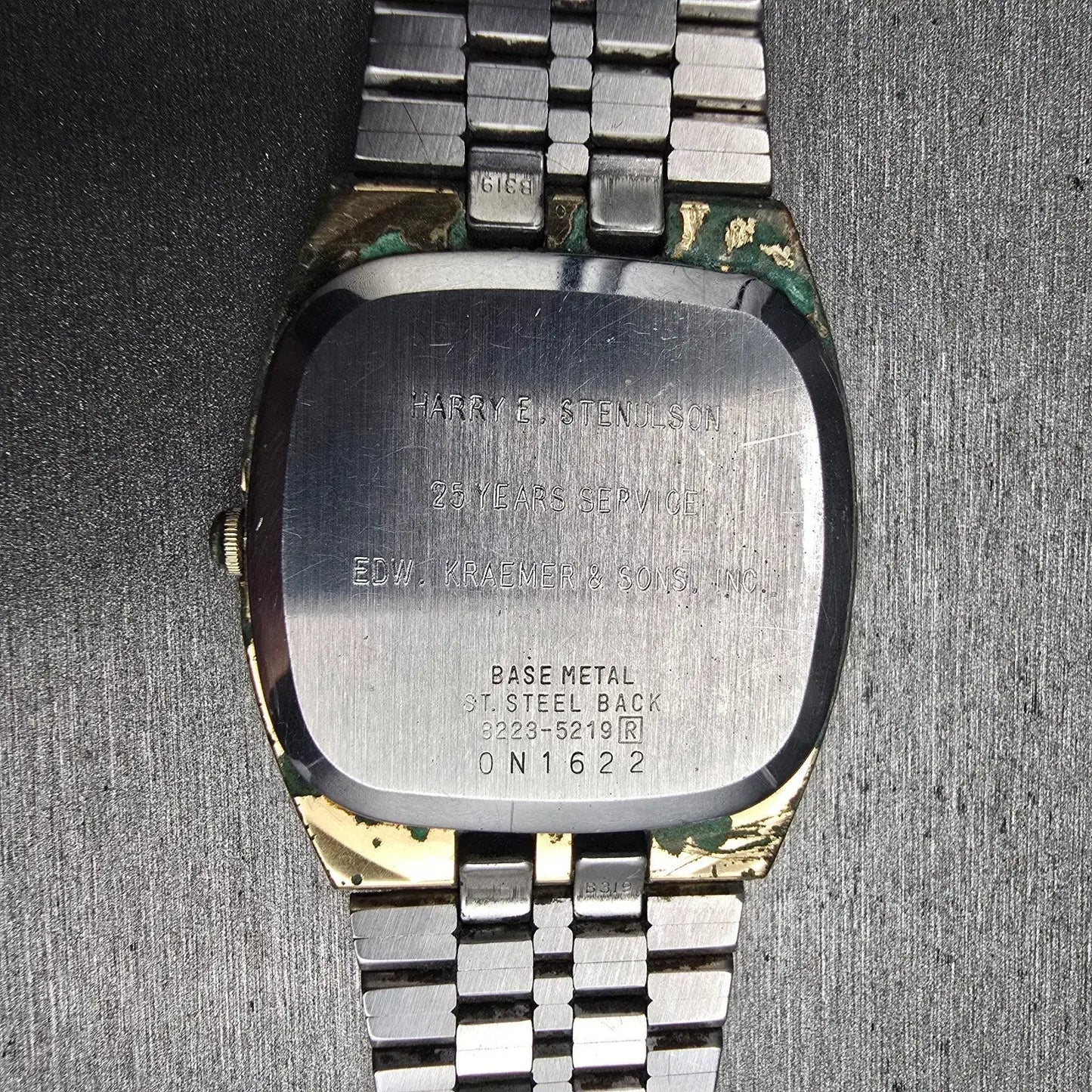 Seiko SQ Watch Men 32mm Gold Dial Gold Tone Daydate 8223-5219 New Battery VTG10