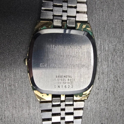 Seiko SQ Watch Men 32mm Gold Dial Gold Tone Daydate 8223-5219 New Battery VTG10